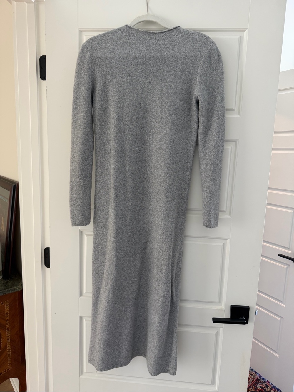 Mango Long Sleeve Light Gray Knit Midi Dress